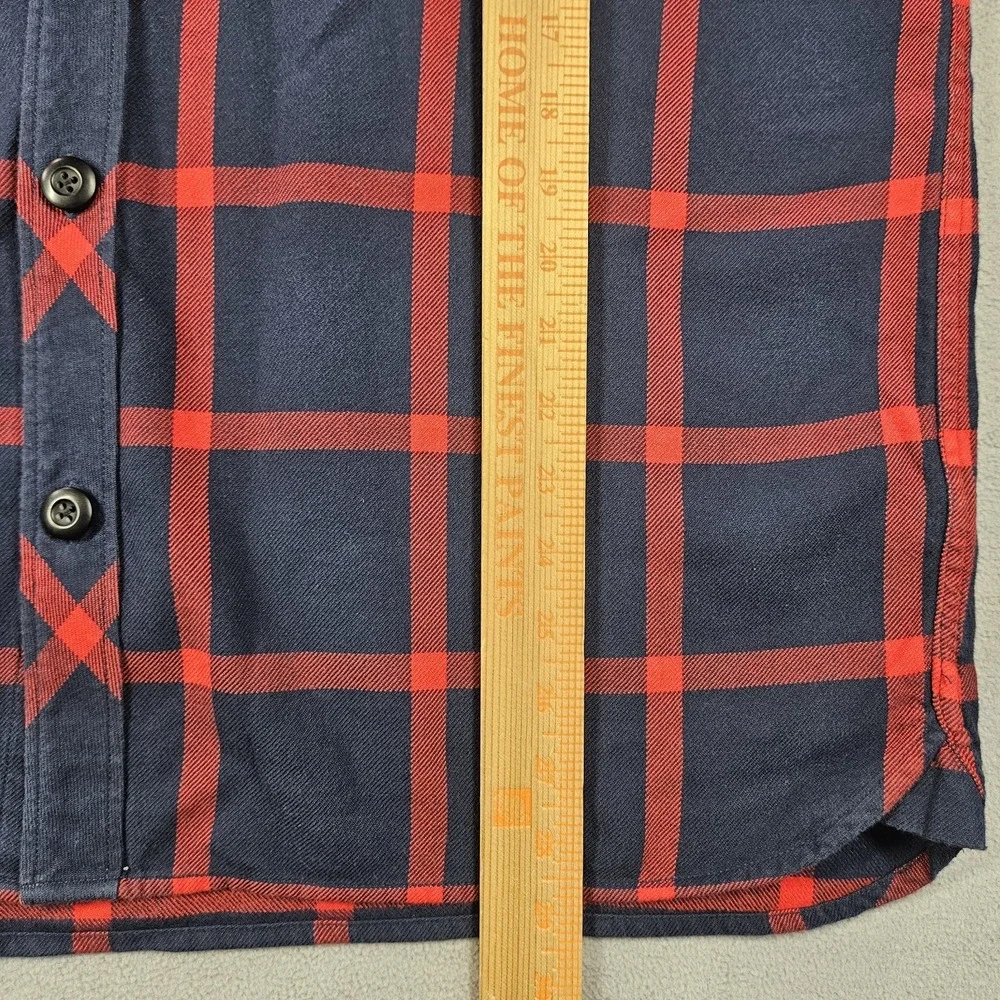 Topo Designs Flannel Shirt Men's XL Plaid Field Button Up Long Sleeve Blue Red